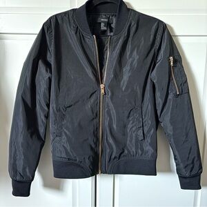 Forever 21, Black Bomber Jacket Size S